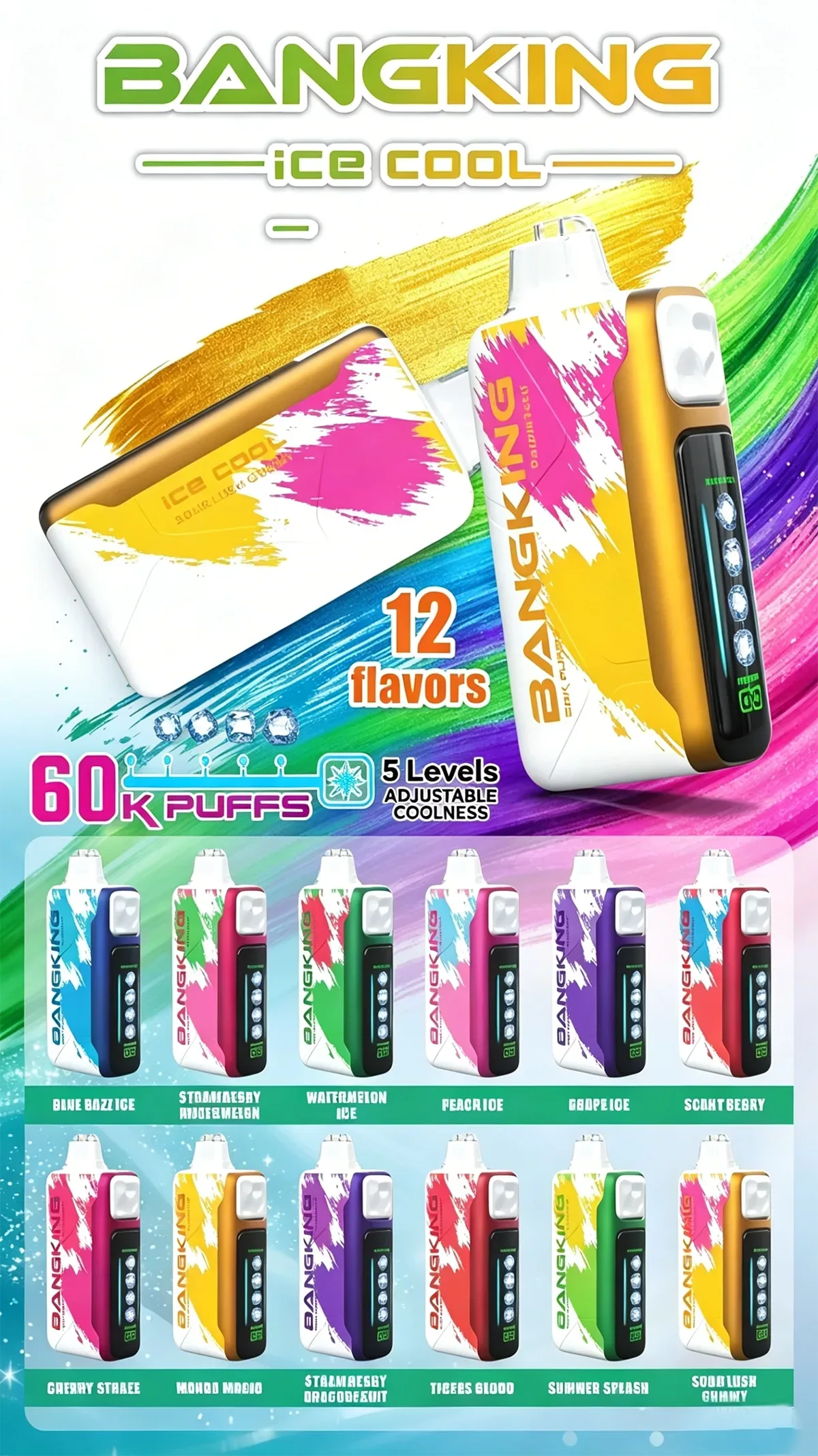 Bang King Ice Cool 60000 使い捨て電子タバコの製品画像 Bang King Ice Cool 60000 使い捨て電子タバコの製品画像