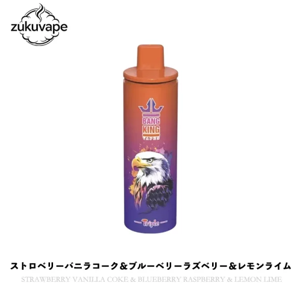 Bang King 100K 3in1フレーバー 使い捨て電子タバコ ストロベリーバニラコーク＆ブルーベリーラズベリー＆レモンライム