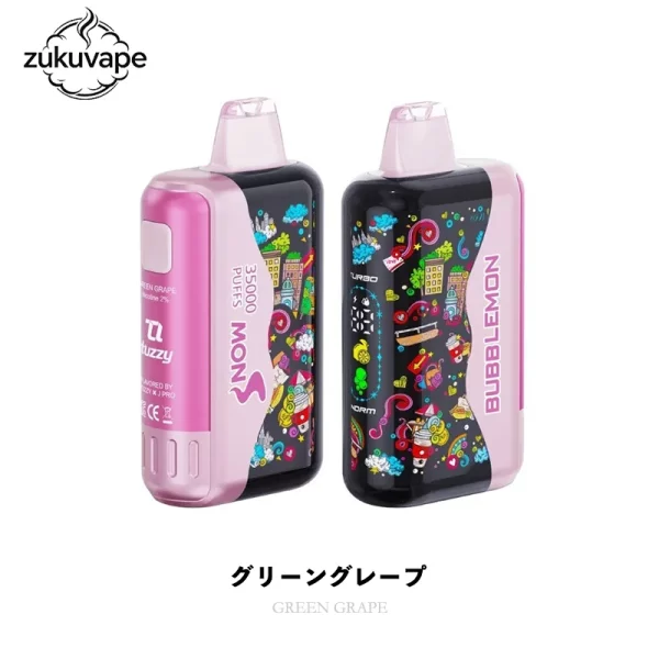 Bubblemon Graffiti Tuzzy 35K 使い捨てVAPE 35000パフ ニコチン2% グリーングレープ